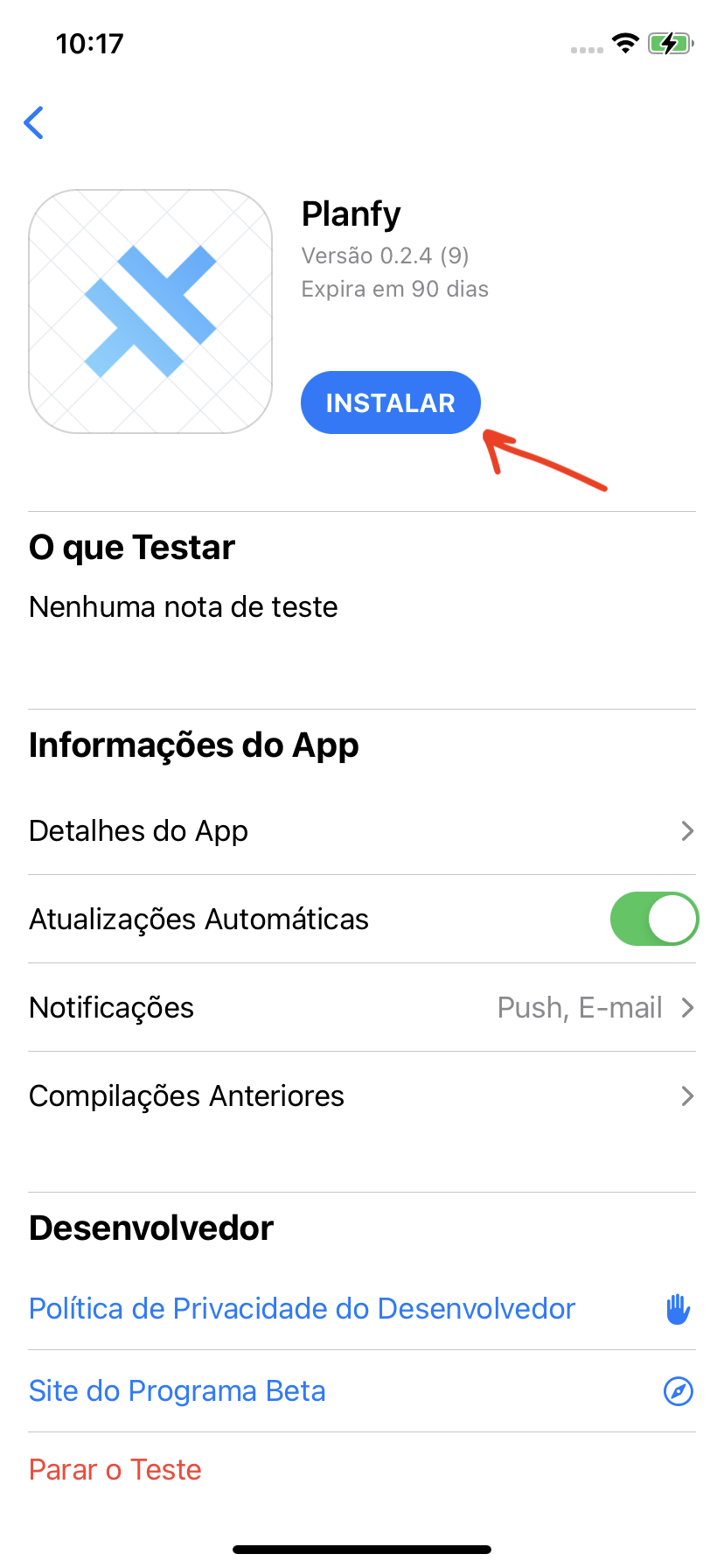 Instalar app pelo TestFlight